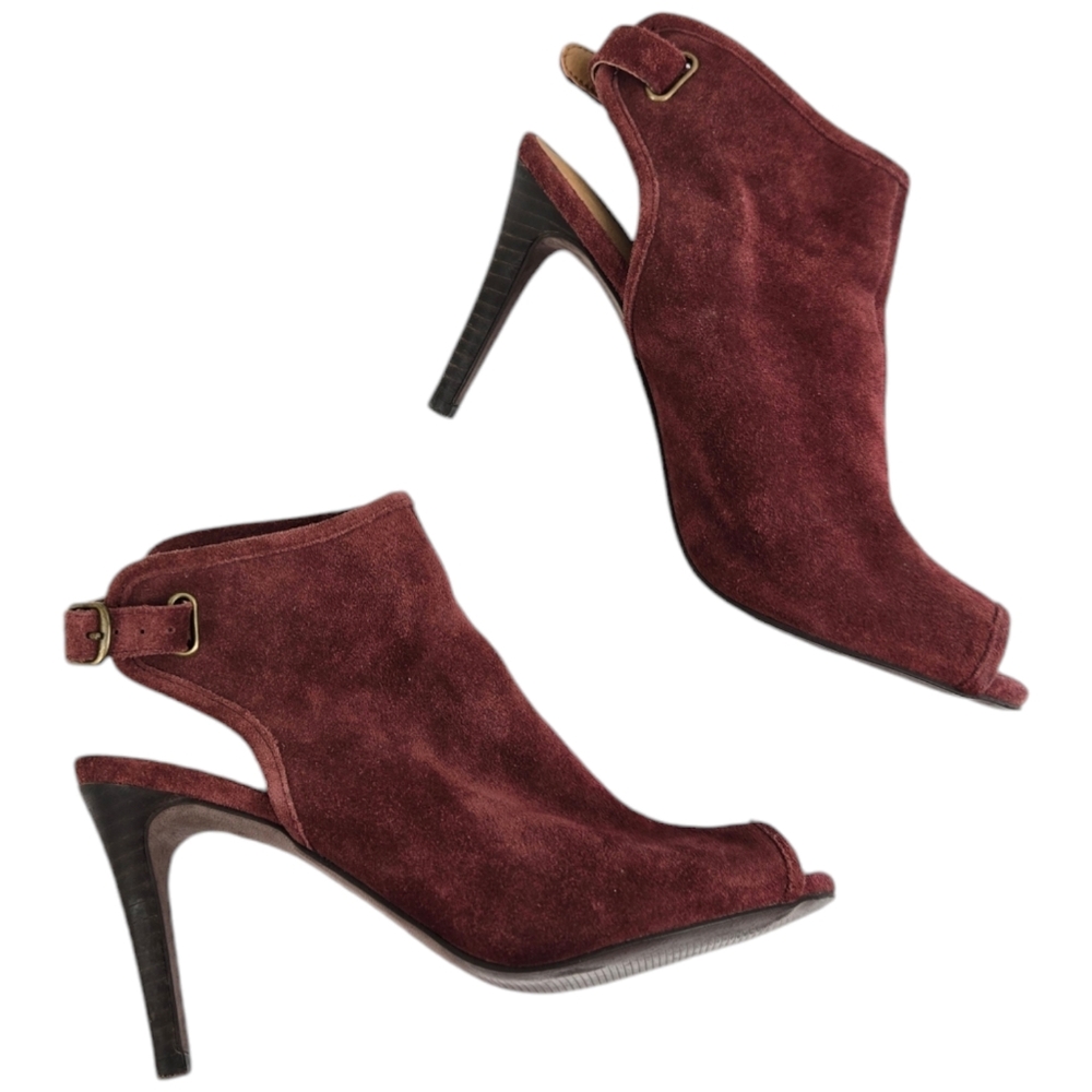 Lucky Brand Women's Size 6.5 Sezzah Merlot Burgundy Peep Toe Heels